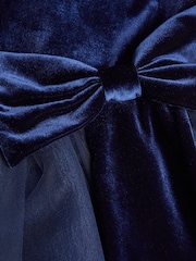 Monsoon Blue Velvet Bow Party Dress - Image 4 of 4