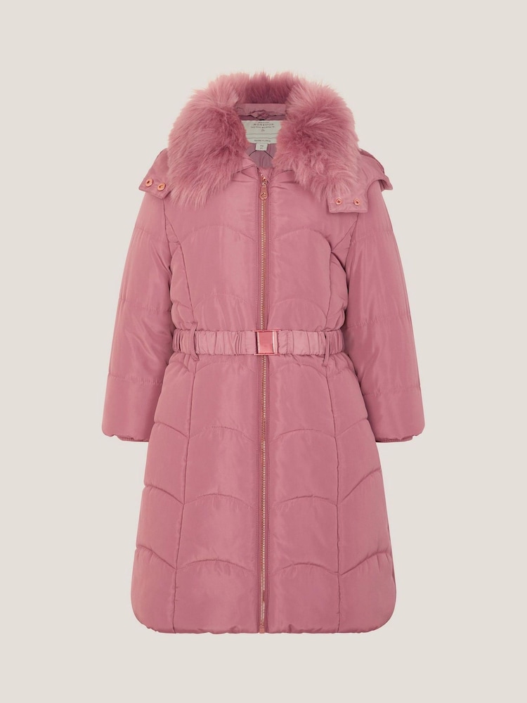 Monsoon Pink Belted Scallop Puffer Coat - Image 2 of 4 Monsoon Pink Belted Scallop Puffer Coat - Image 2 of 4