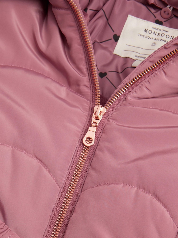 Monsoon Pink Belted Scallop Puffer Coat - Image 4 of 4 Monsoon Pink Belted Scallop Puffer Coat - Image 4 of 4