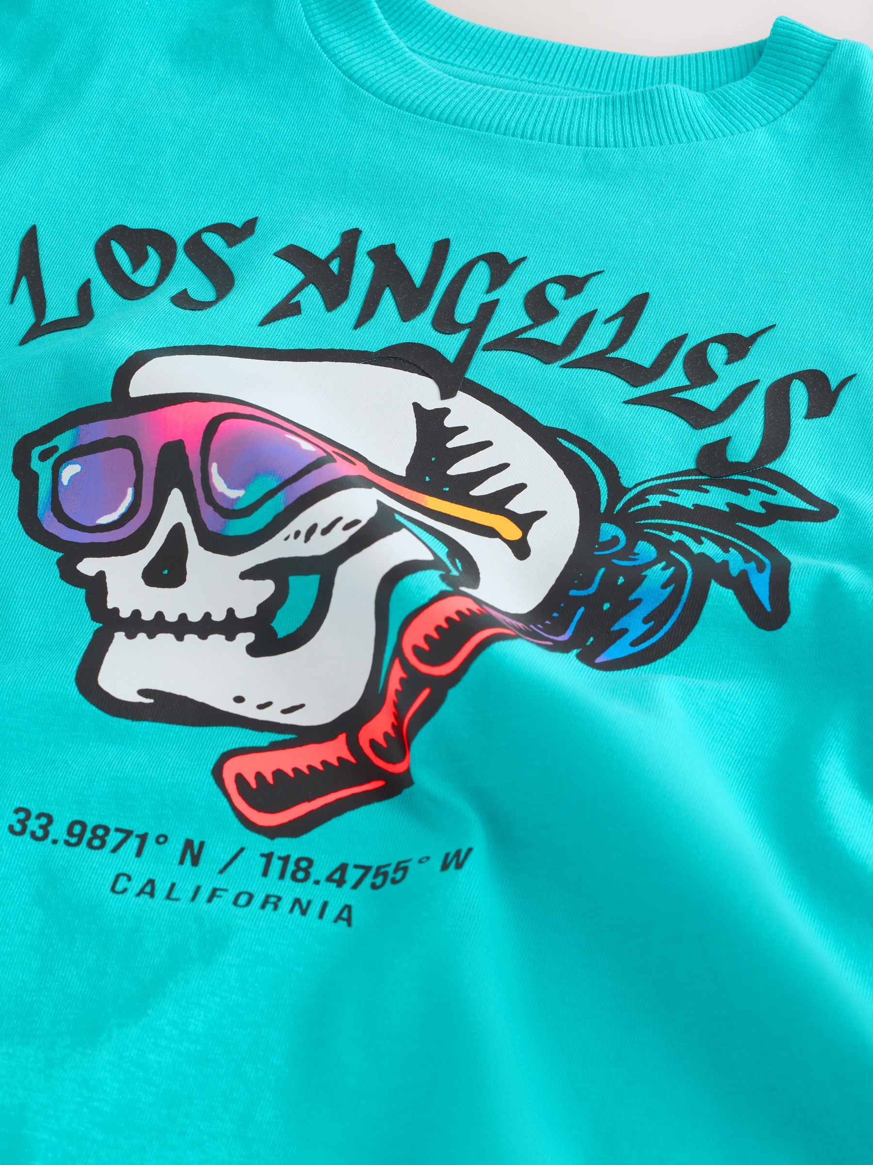 トップス Subculture SC SHORT SKULL SHIRT/BLUE / 2 Buy Aqua Blue Skull Short Sleeve Graphic T-Shirt (3-16yrs) from