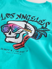 Aqua Blue Skull Short Sleeve Graphic T-Shirt (3-16yrs) - Image 7 of 7