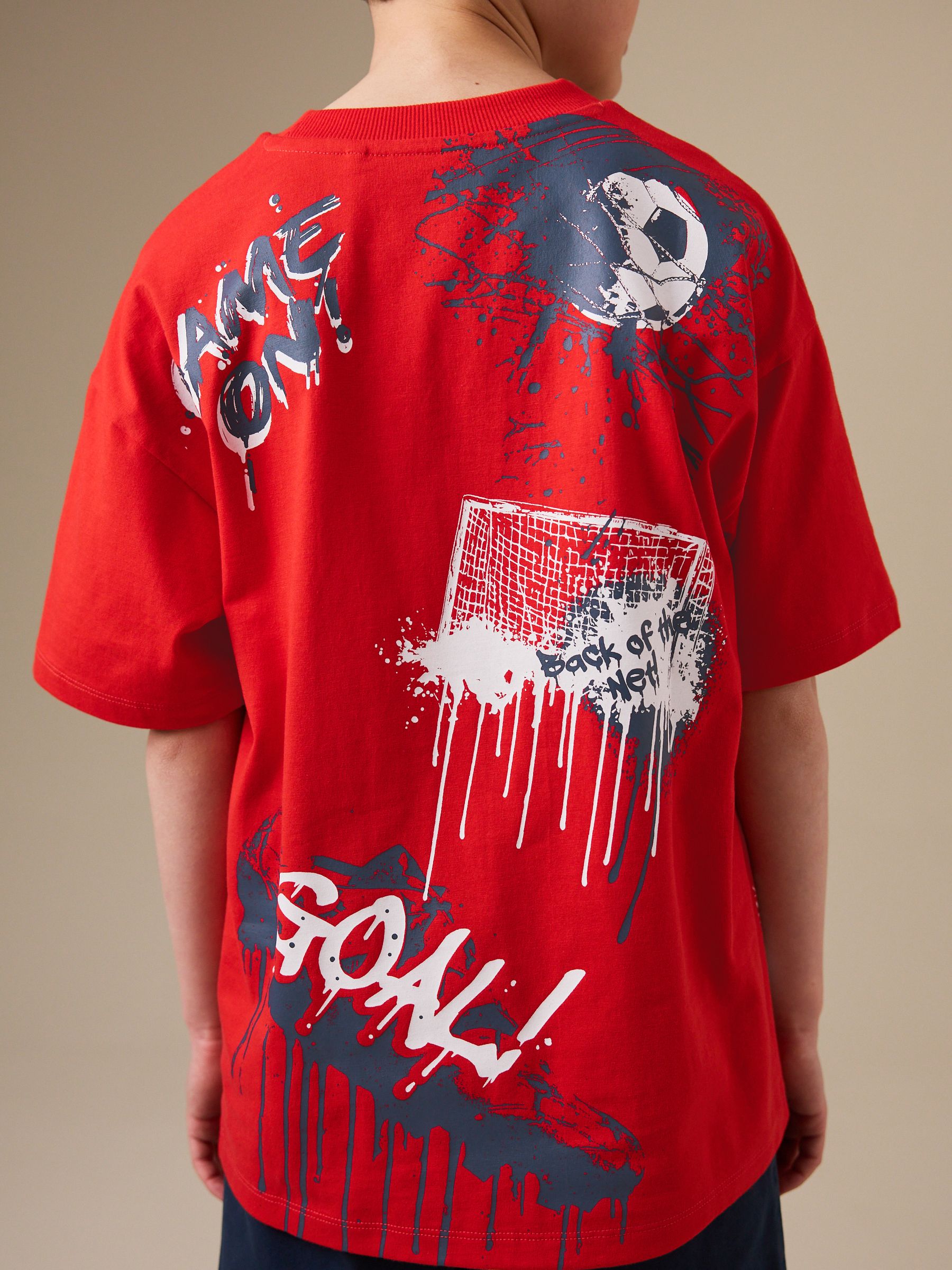 Buy Red England Short Sleeve Graphic Football T-Shirt (3-16yrs