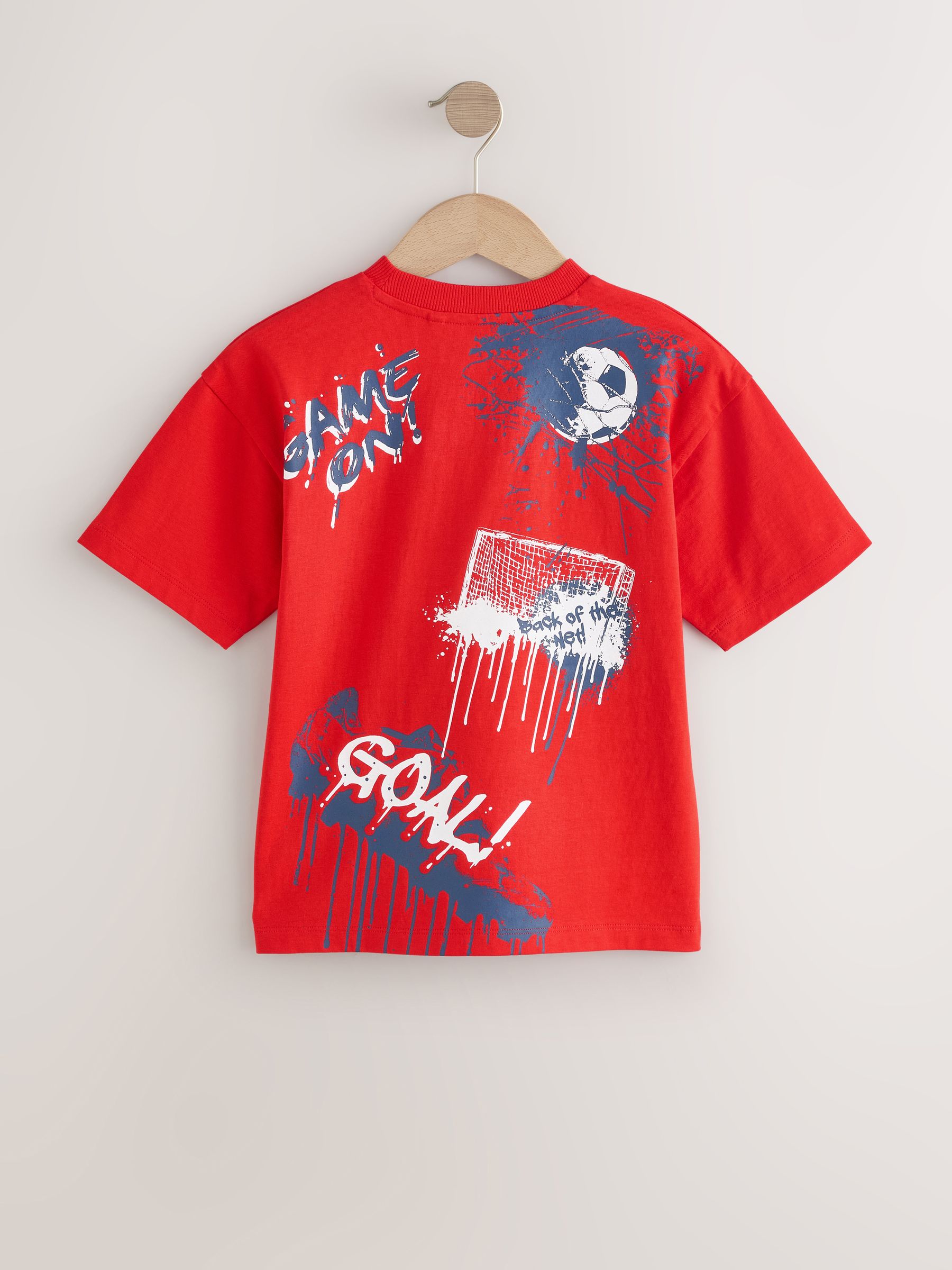 Buy Red England Short Sleeve Graphic Football T-Shirt (3-16yrs