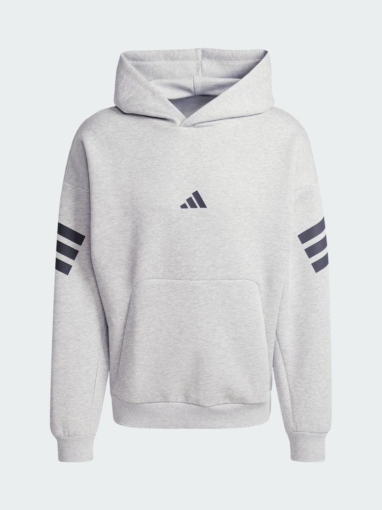 adidas Grey Future Icons 3-Stripes Hoodie - Image 5 of 5
