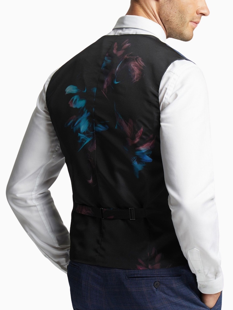 Ted Baker Tailoring Blue Brahe Check Slim Waistcoat - Image 2 of 3