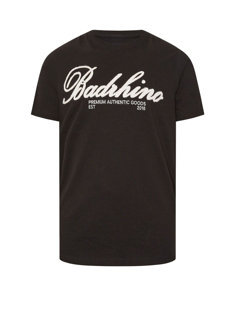 BadRhino Big & Tall Black Embroidered Script T-Shirt - Image 5 of 5