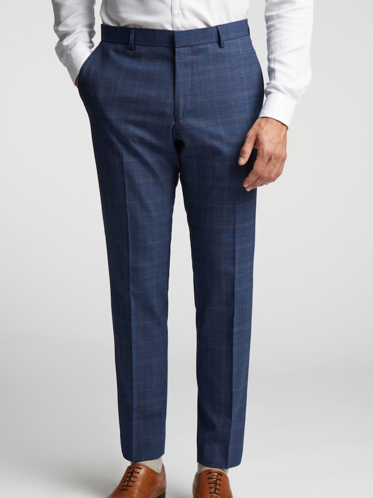 Ted Baker Tailoring Blue Brahe Check Slim Waistcoat - Image 1 of 3 Ted Baker Tailoring Blue Brahe Check Slim Waistcoat - Image 1 of 3