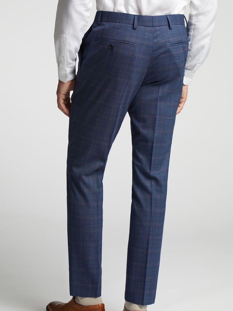 Ted Baker Tailoring Blue Brahe Check Slim Waistcoat - Image 2 of 3 Ted Baker Tailoring Blue Brahe Check Slim Waistcoat - Image 2 of 3
