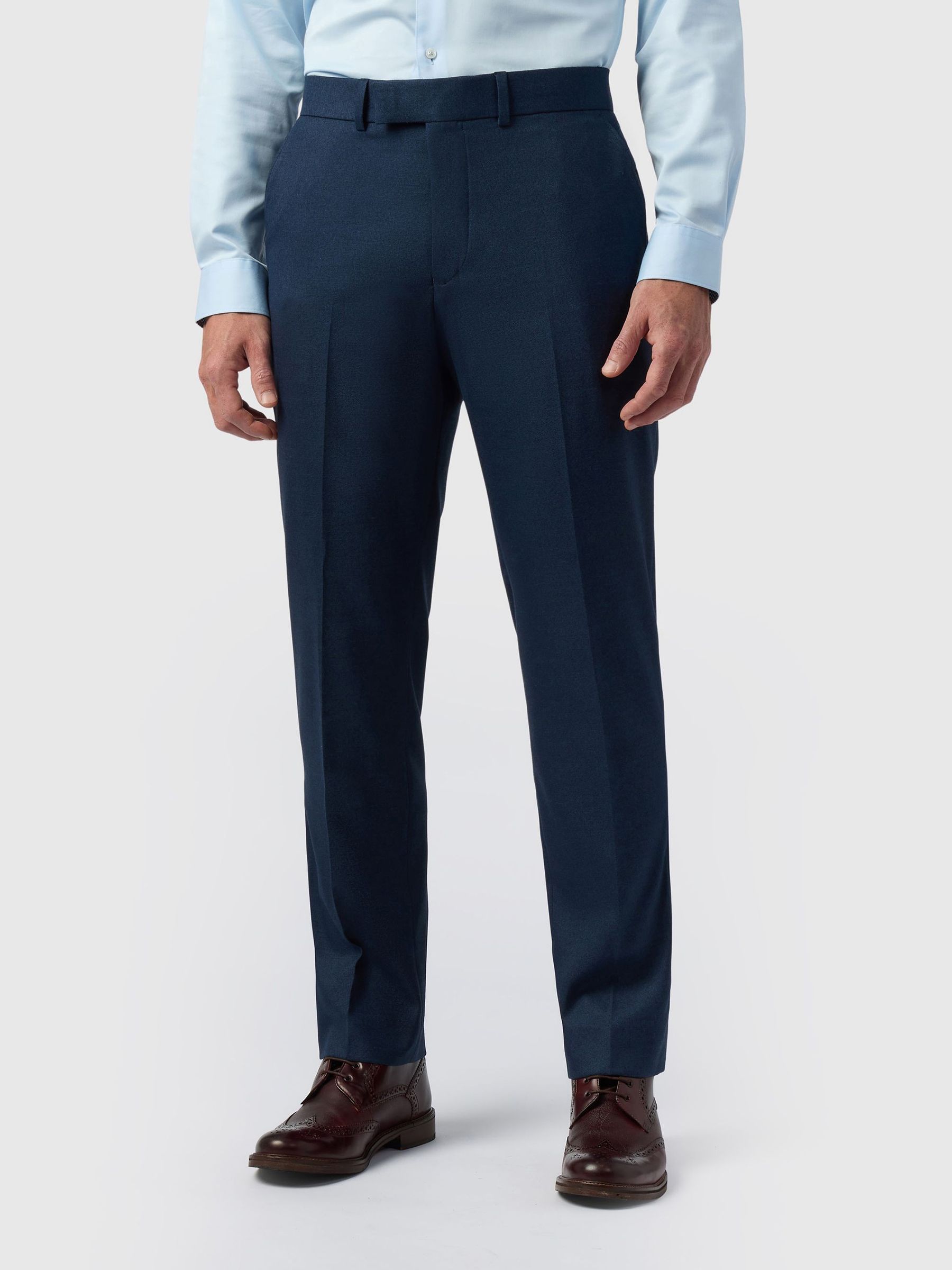 Buy Antique Rogue Navy Blue Blake Texture Regular Trousers from the ...