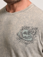 BadRhino Big & Tall Acid Wash Skull T-Shirt - Imagen 4 de 5