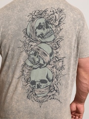 BadRhino Big & Tall Acid Wash Skull T-Shirt - Imagen 5 de 5