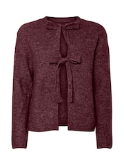 PIECES Red Tie Front Long Sleeve Cardigan - Image 1 of 2