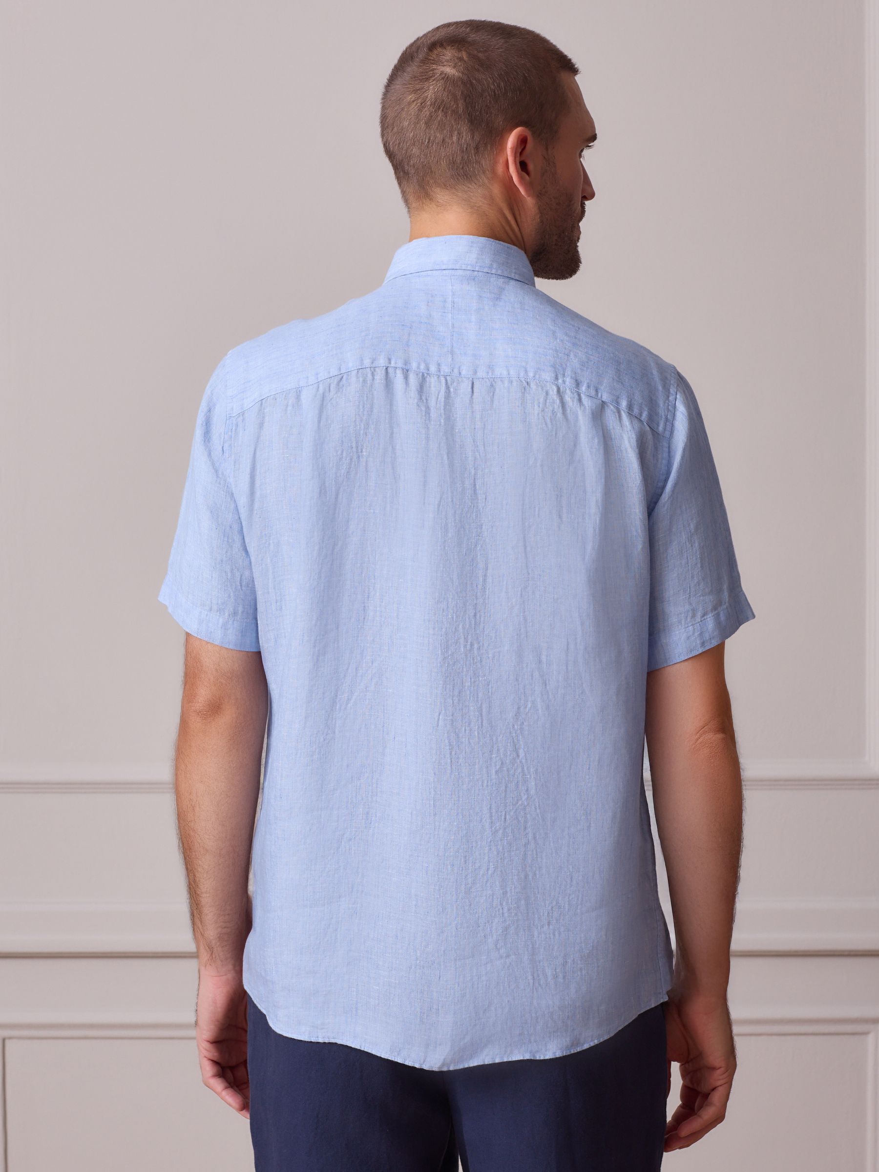Next：日本 ブルー - Signature Twill Texture：リネン 100% 半袖