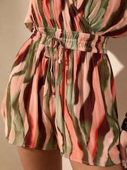 Lipsy Orange Abstract Print Playsuit - Image 4 of 4