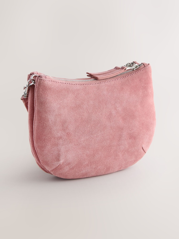 Pink Leather Scoop Cross-Body Bag - Image 2 of 5
