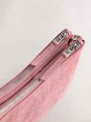 Pink Leather Scoop Cross-Body Bag - Image 3 of 5