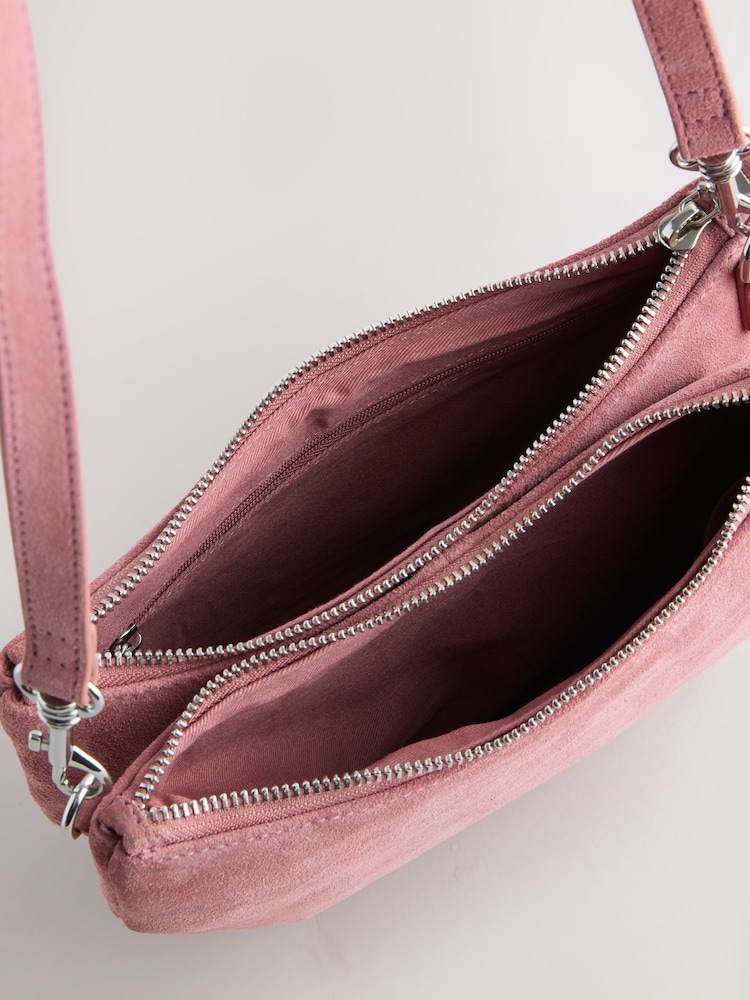 Pink Leather Scoop Cross-Body Bag - Image 5 of 5