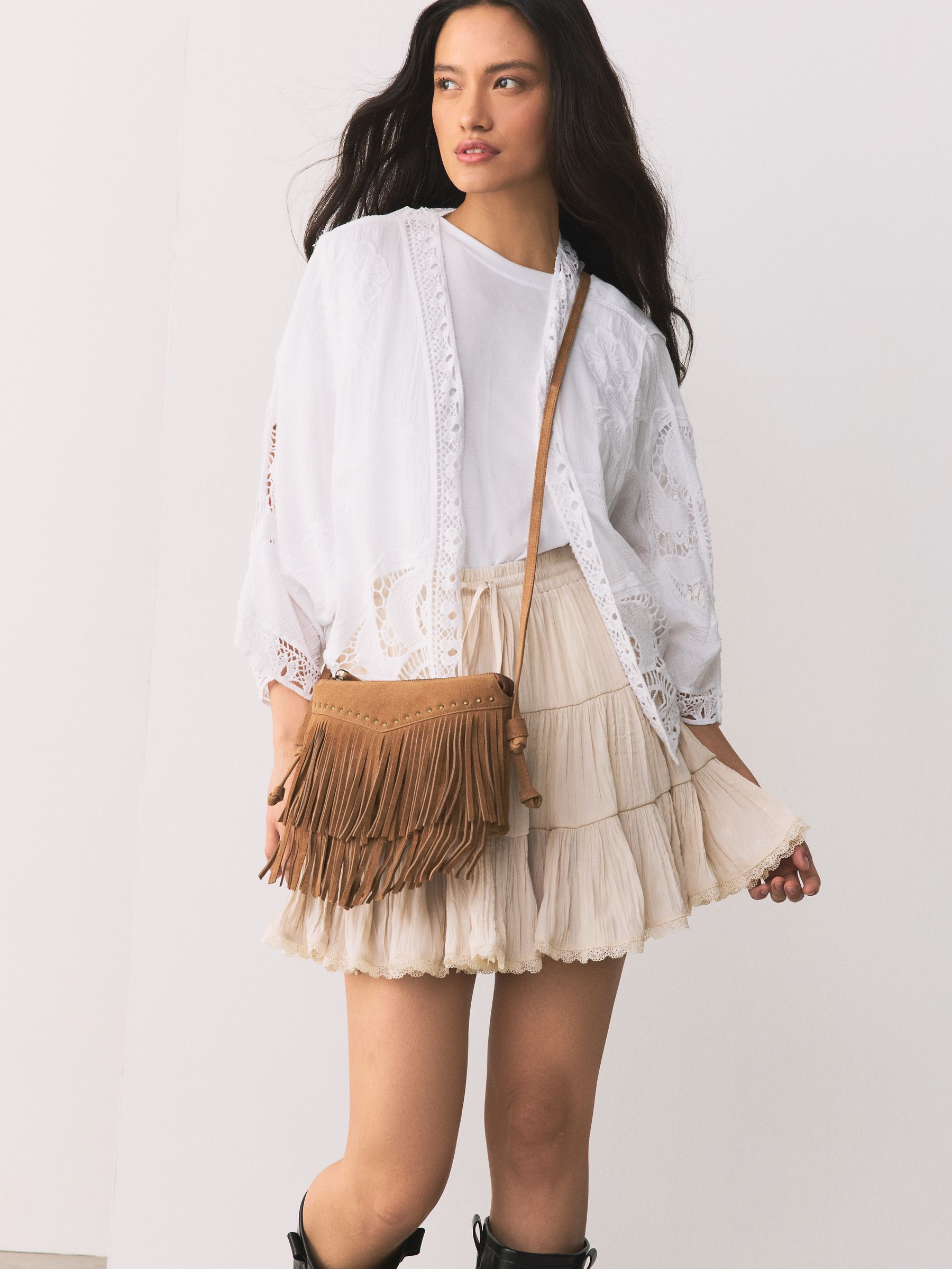 Buy Tan Brown Leather Fringe Cross Body Bag from Next USA