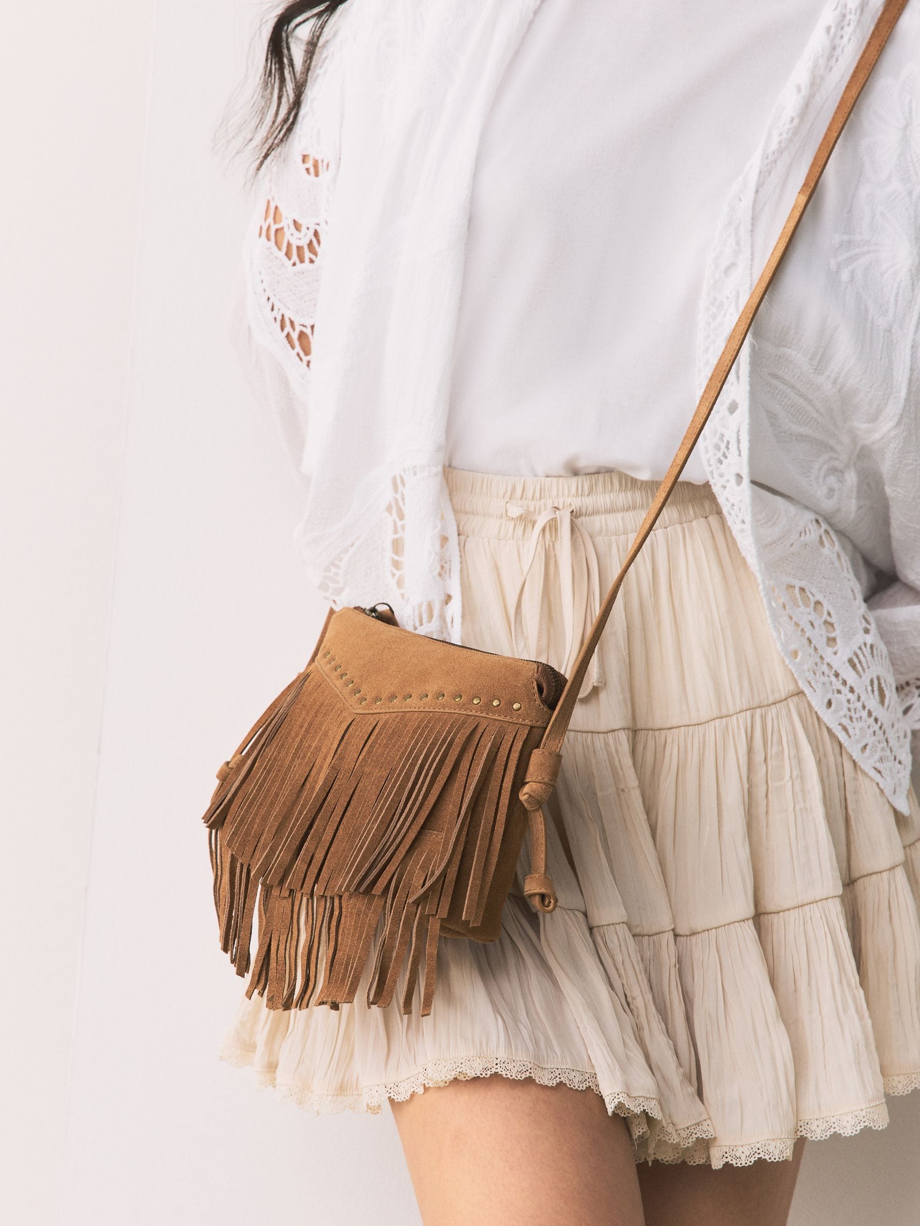 Buy Tan Brown Leather Fringe Cross Body Bag from Next USA