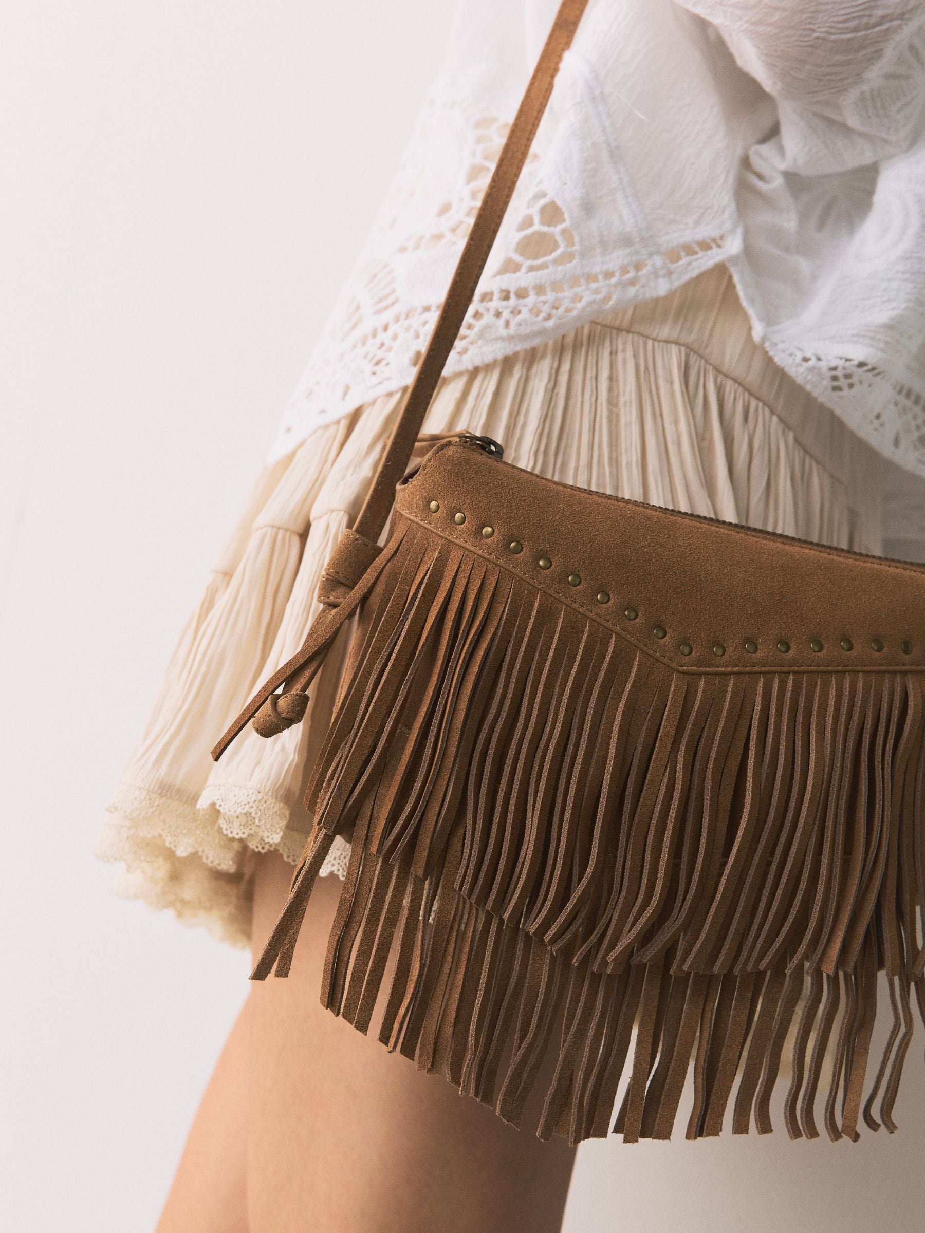 Buy Tan Brown Leather Fringe Cross Body Bag from Next USA