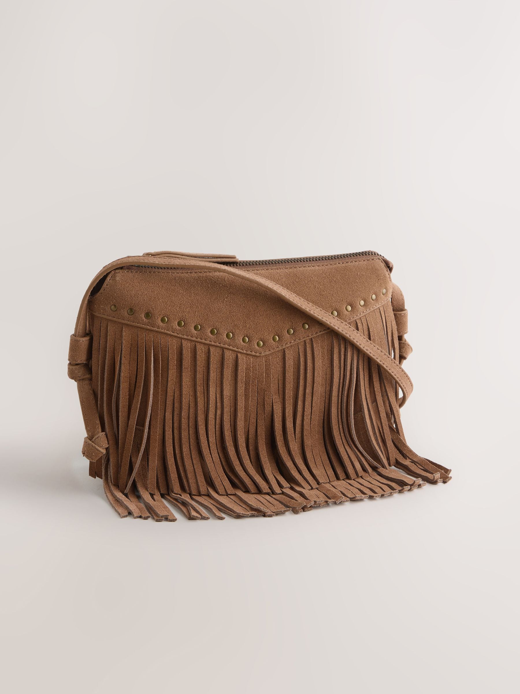 Buy Tan Brown Leather Fringe Cross Body Bag from Next USA