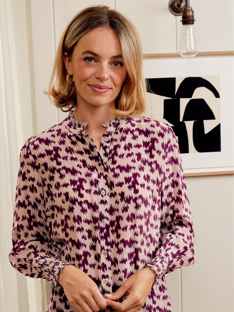 Aspiga Purple Cosima Viscose Crepe Printed Shirt - Image 2 of 4 Aspiga Purple Cosima Viscose Crepe Printed Shirt - Image 2 of 4