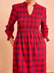 Aspiga Red Laura Brushed Cotton Checked Dress - Image 3 of 4