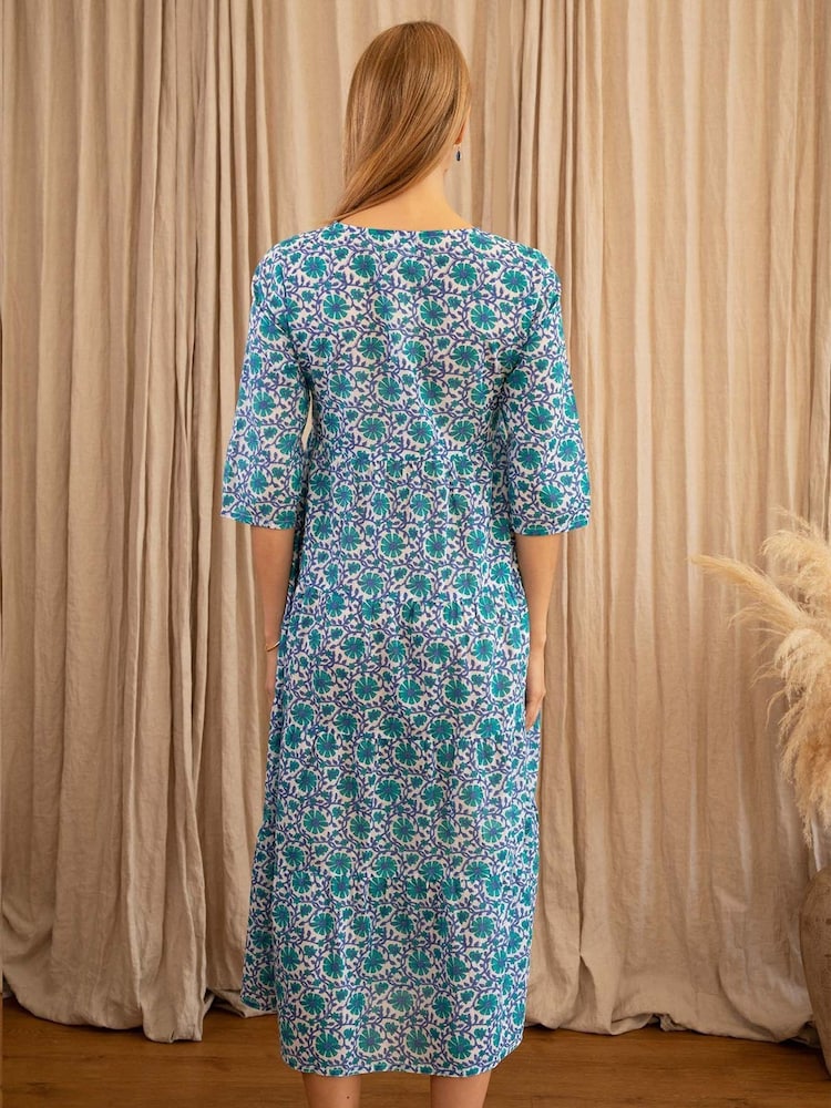 Aspiga Green Emma Cotton Dress - Image 2 of 5 Aspiga Green Emma Cotton Dress - Image 2 of 5