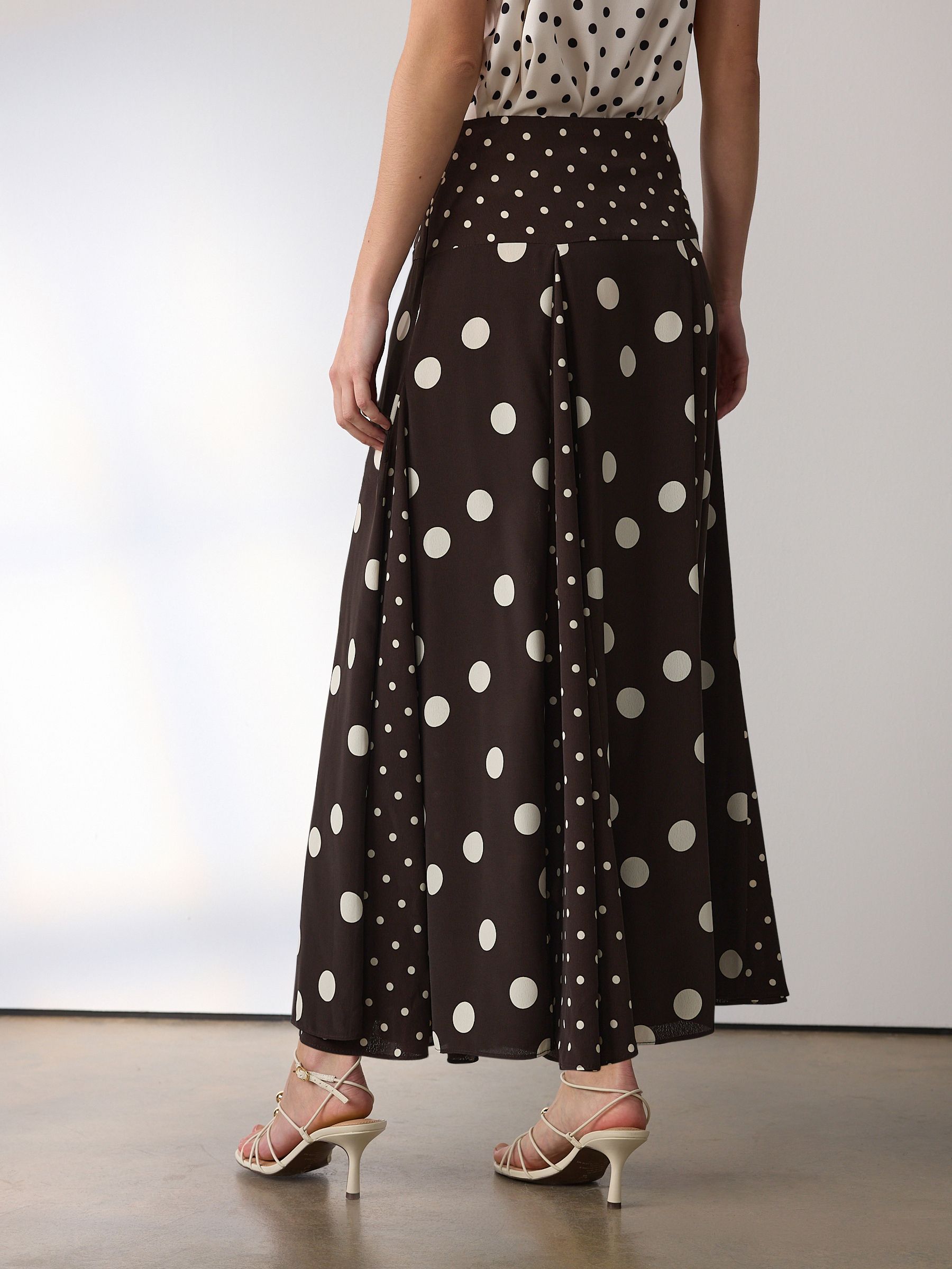Buy Chocolate Brown Spliced Spot Drop Waist Midi Skirt from Next USA