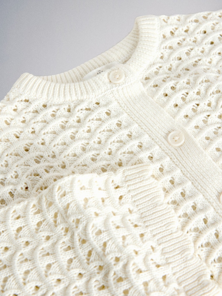 The Set 2 Pack Cotton Crochet Cardigan and Jumper Blue/White - Image 6 of 6