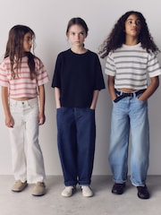 The Set 3 Pack Knitted Short Sleeve Jumpers Navy/White/Pink/Red Stripe - Image 2 of 6