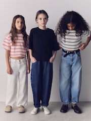 The Set 3 Pack Knitted Short Sleeve Jumpers Navy/White/Pink/Red Stripe - Image 3 of 6