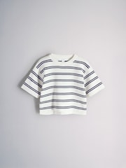 The Set 3 Pack Knitted Short Sleeve Jumpers Navy/White/Pink/Red Stripe - Image 4 of 6