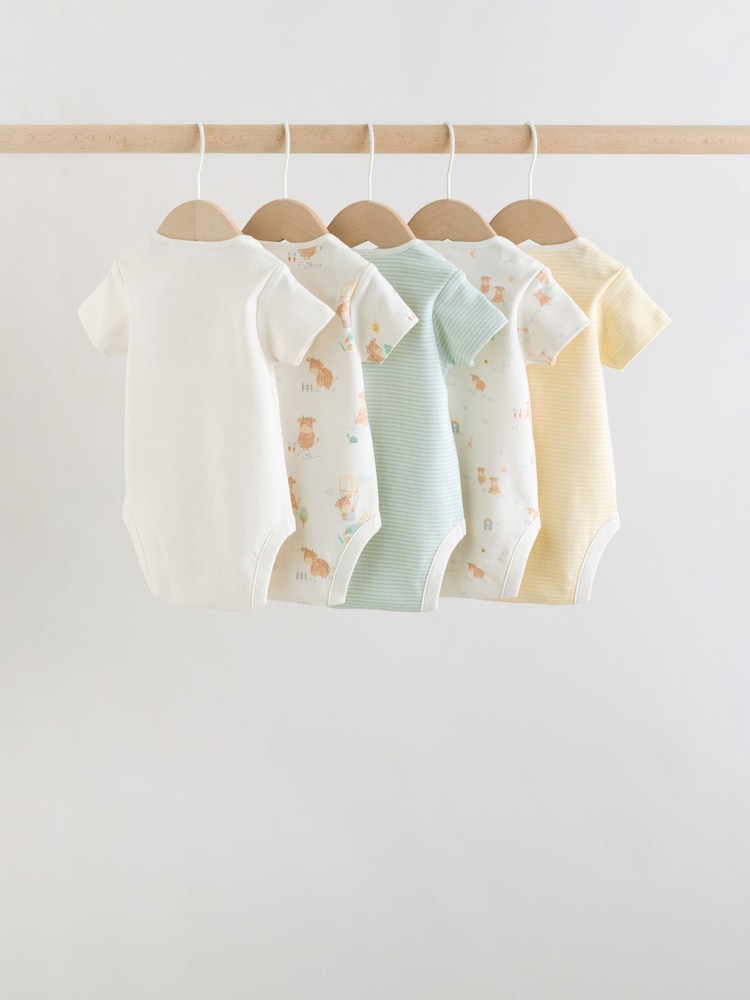 Ecru White Short Sleeve Baby Bodysuits 5 Pack - Image 2 of 13 Ecru White Short Sleeve Baby Bodysuits 5 Pack - Image 2 of 13