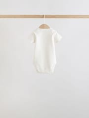 Ecru White Short Sleeve Baby Bodysuits 5 Pack - Image 5 of 13