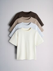 The Set 4 Pack Heavyweight Jersey Short Sleeve T-Shirts Blue/Brown/White - Image 1 of 6