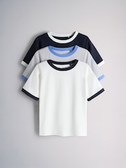 The Set 3 Pack Oversized Short Sleeve Contrast Trim T-Shirts Blue/Navy/Cobalt/White - Image 2 of 6