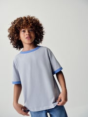 The Set 3 Pack Oversized Short Sleeve Contrast Trim T-Shirts Blue/Navy/Cobalt/White - Image 3 of 6