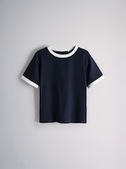 The Set 3 Pack Oversized Short Sleeve Contrast Trim T-Shirts Blue/Navy/Cobalt/White - Image 4 of 6