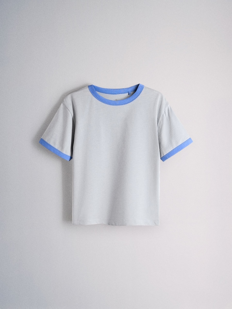 The Set 3 Pack Oversized Short Sleeve Contrast Trim T-Shirts Blue/Navy/Cobalt/White - Image 6 of 6