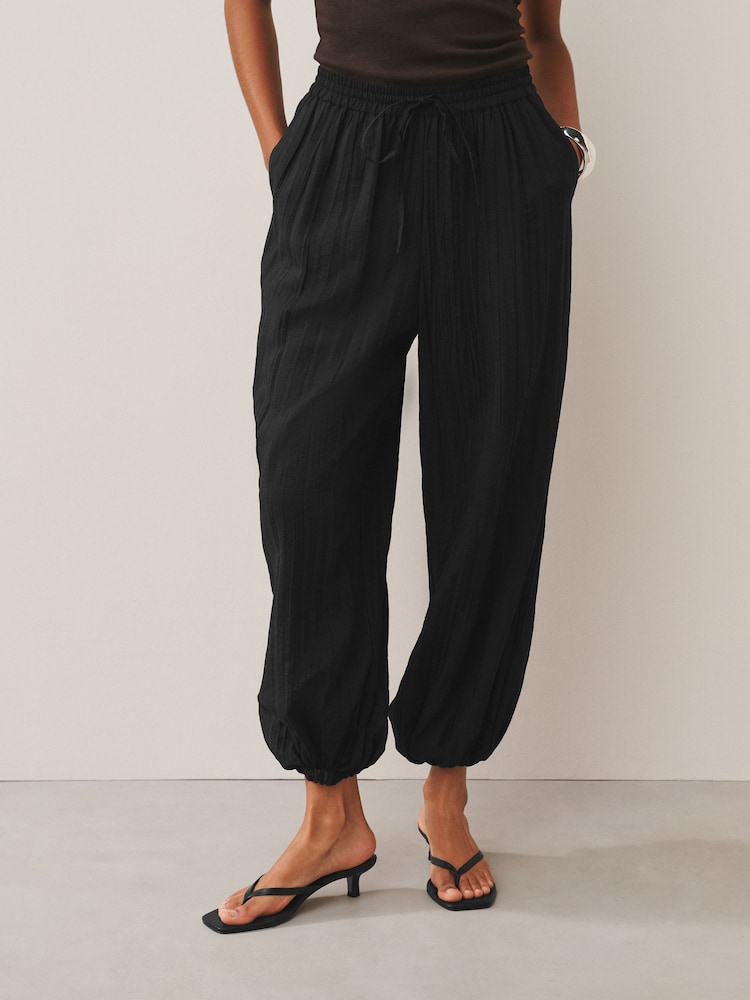 Black Crushed Balloon Leg Trousers - Image 2 of 8