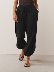 Black Crushed Balloon Leg Trousers - Image 3 of 8
