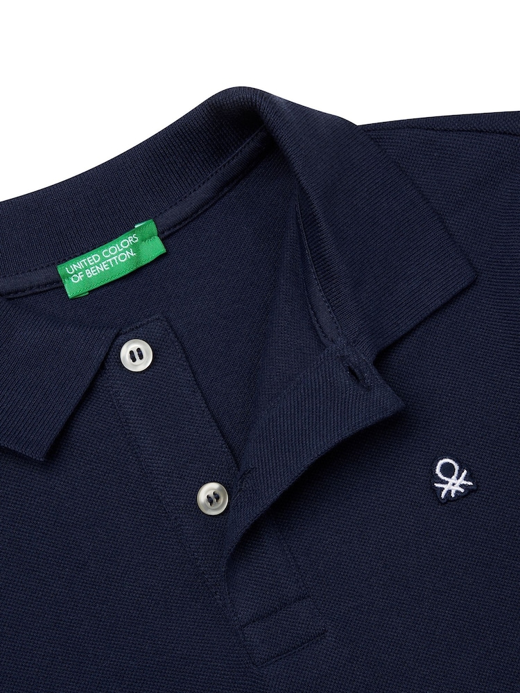 Benetton Blue Short Sleeve Polo Shirt - Image 3 of 3
