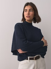 Navy Blue Knitted Mock Layer Jumper - Image 1 of 7