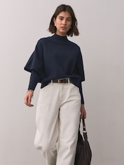 Navy Blue Knitted Mock Layer Jumper - Image 2 of 7