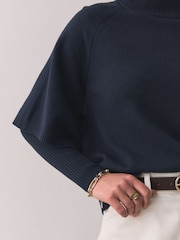 Navy Blue Knitted Mock Layer Jumper - Image 4 of 7