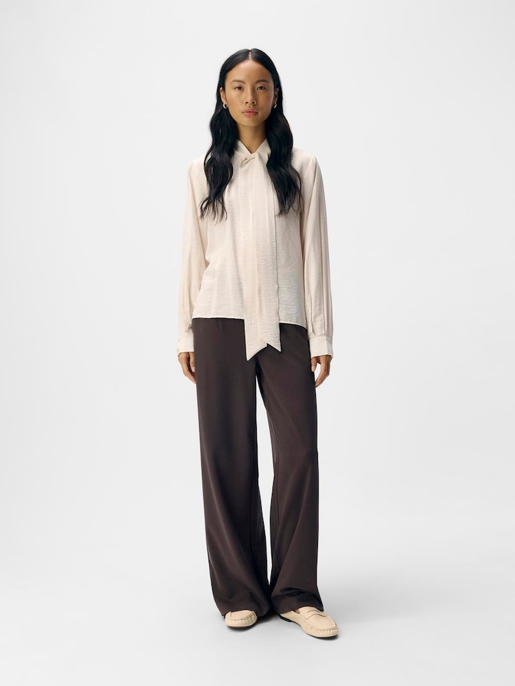 OBJECT White Long Sleeve Bow Detail Shirt - Image 2 of 4