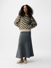 OBJECT White Jacquard Stripe Fluffy Long Sleeve Jumper - Image 1 of 3