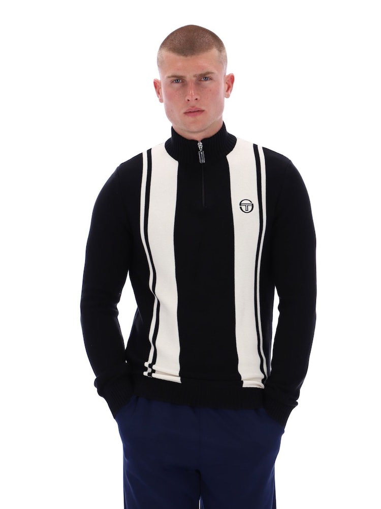 Sergio Tacchini Black Young Line 1/4 Zip Knit Sweatshirt - Image 1 of 8