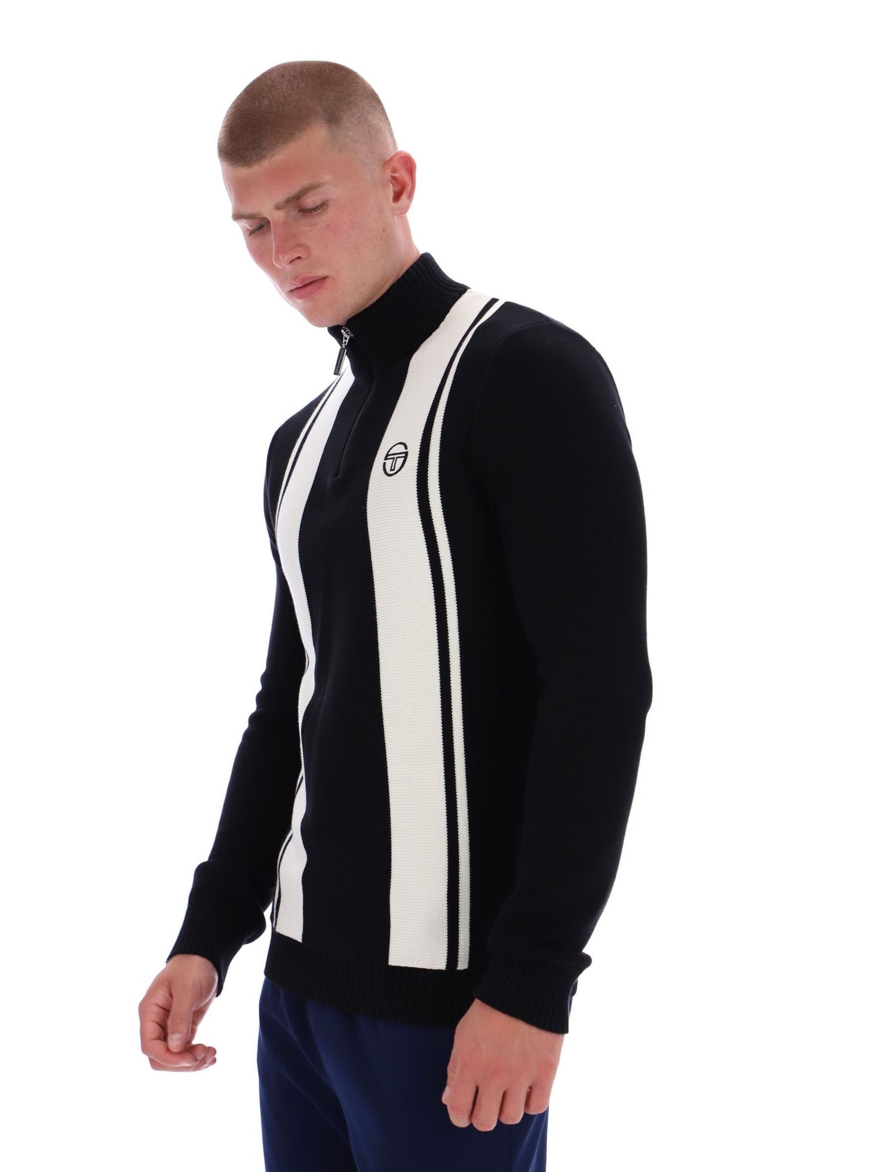 Buy Sergio Tacchini Black Young Line Quarter Zip Knit Sweatshirt